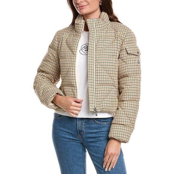 Moncler WomensQuilted Wool-Blend Down Jacket, Beige